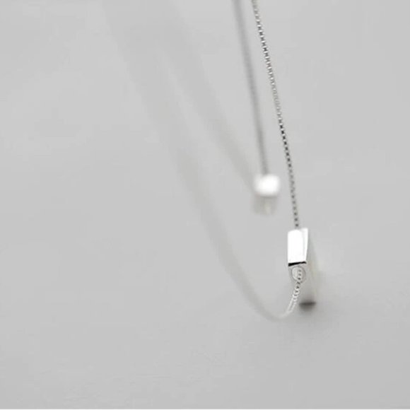 925 Sterling Silver Double Layer Square Necklace - Picture 7 of 7